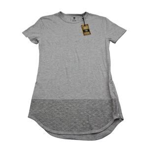 Henry William Shirt Mens S Gray Short Sleeve Round Neck Tunic Zip Quilted Tee